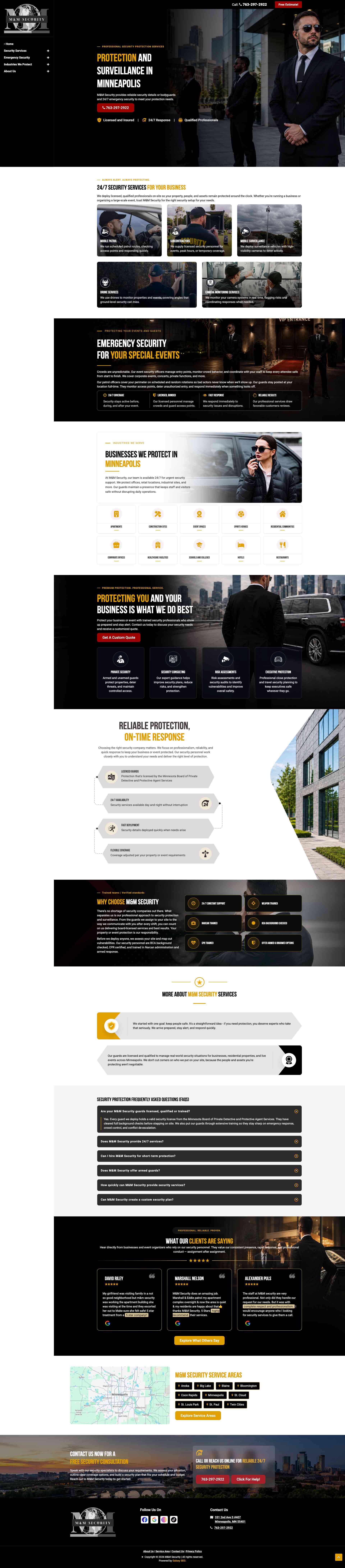 M&M Security website homepage